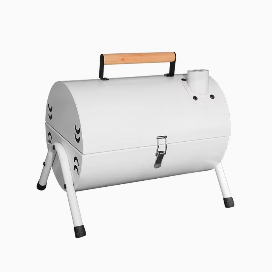 Utomhusgrillspis bärbar cylindrisk dubbelsidig kolgrillspis