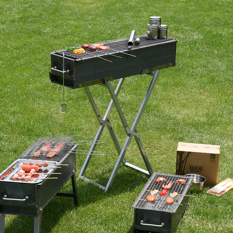 Rostfritt stål vikbara bärbara x-formade grillgrill
