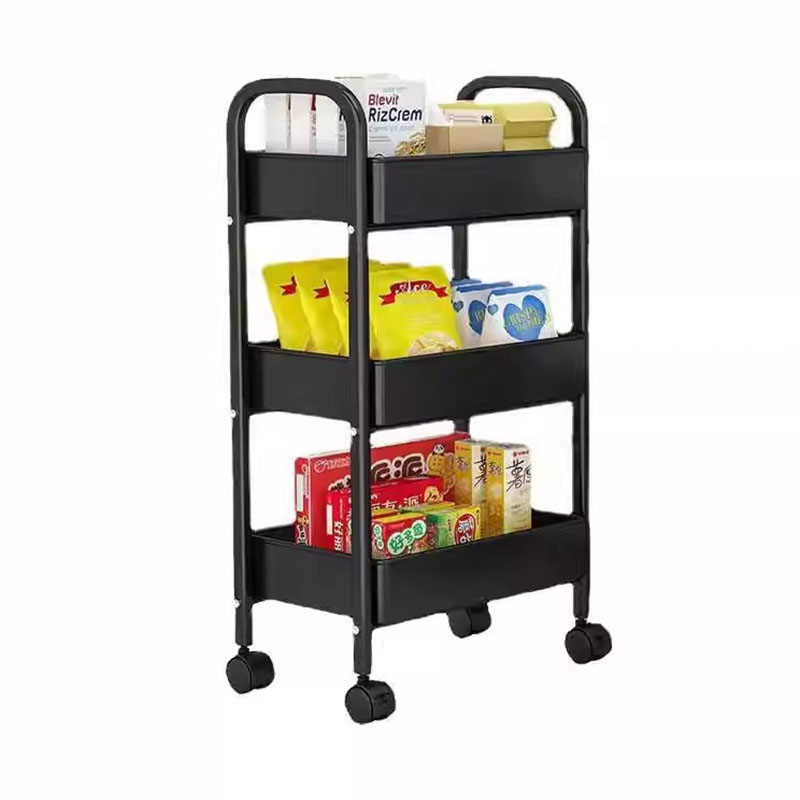 Golv Multi-Tier dubbelhandtag Mobil vagnshylla