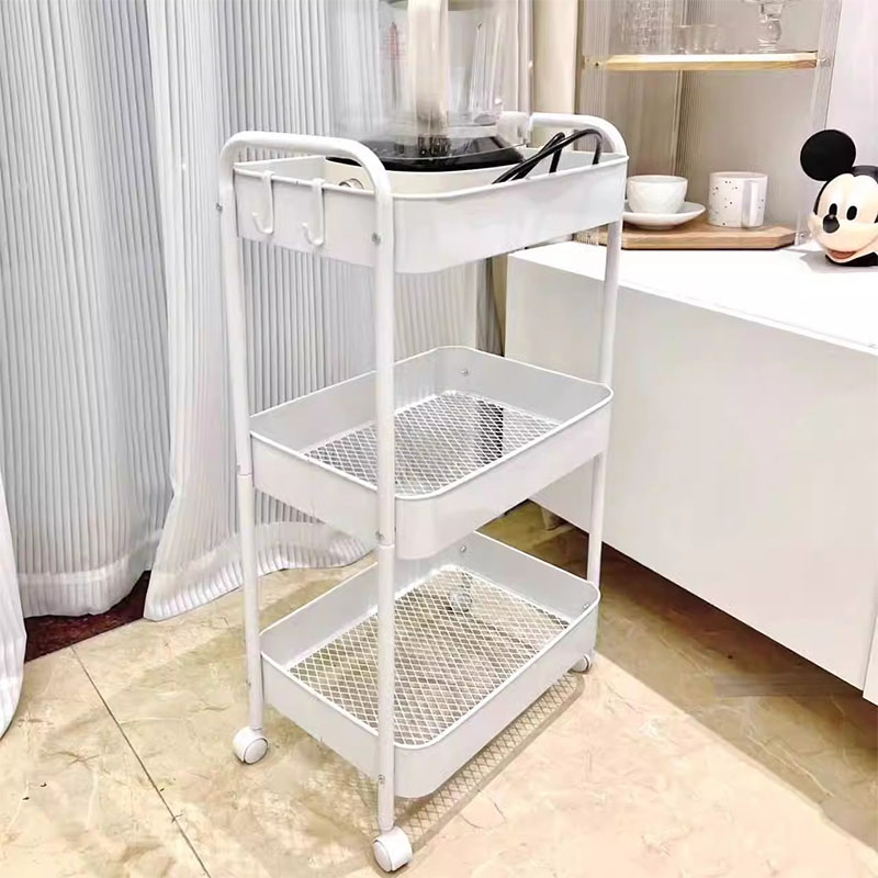 Golv Multi-Tier dubbelhandtag Mobil vagnshylla