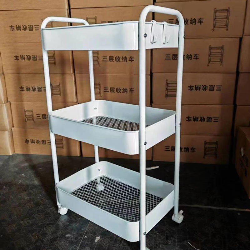 Golv Multi-Tier dubbelhandtag Mobil vagnshylla